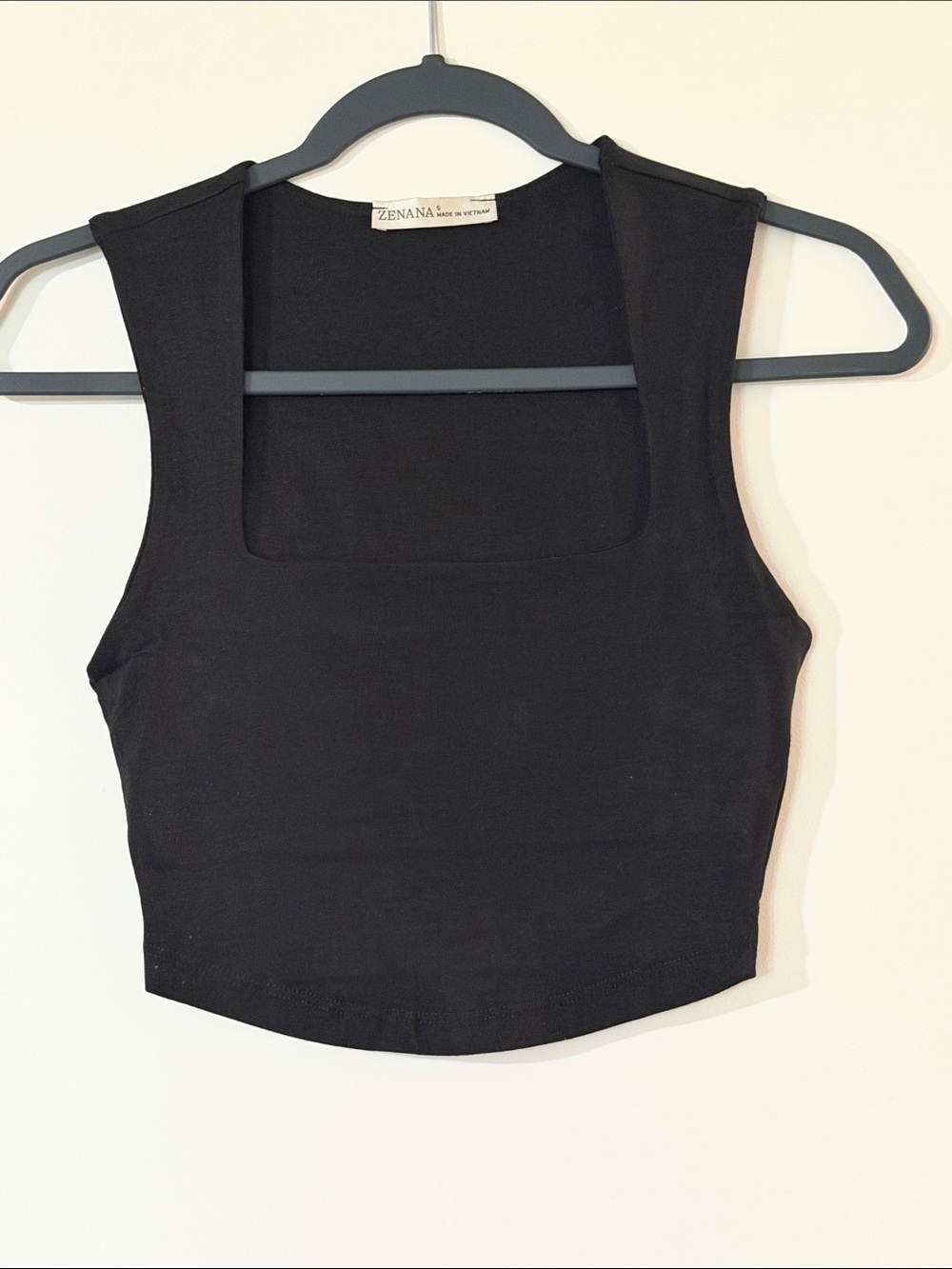 Zenana Outfitters Black Square Neck Cropped Tank